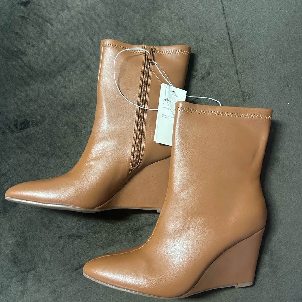 a new day Tan Wedge Boots